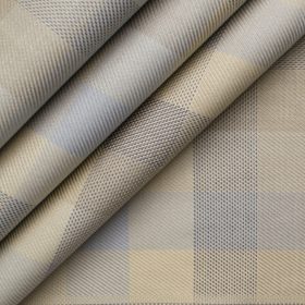 Soktas Men's Giza Cotton Checks 2.25 Meter Unstitched Shirting Fabric (Beige)