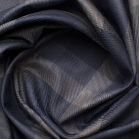 Soktas Men's Giza Cotton Checks 2.25 Meter Unstitched Shirting Fabric (Dark Blue)