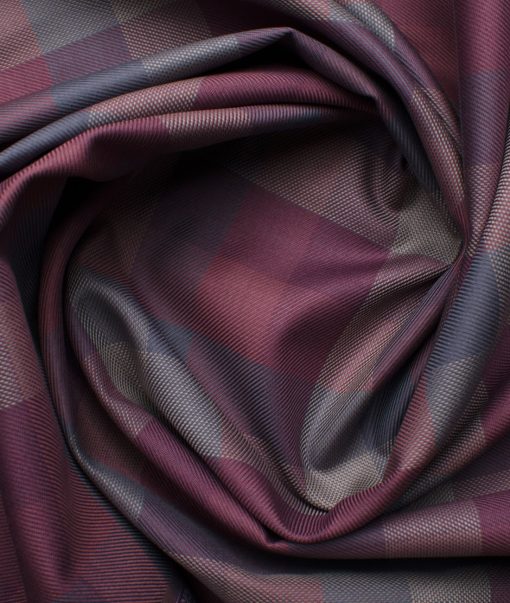 Soktas Men's Giza Cotton Checks 2.25 Meter Unstitched Shirting Fabric (Red & Beige)