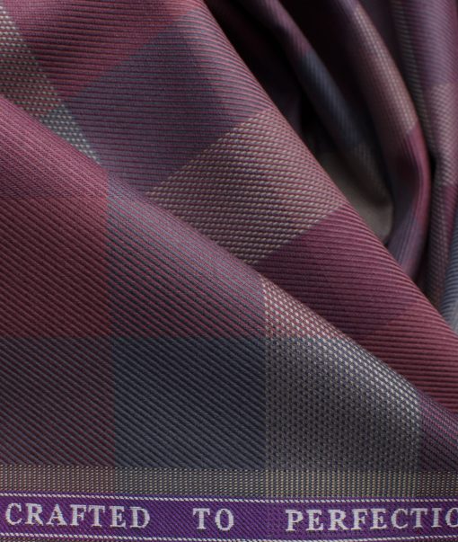 Soktas Men's Giza Cotton Checks 2.25 Meter Unstitched Shirting Fabric (Red & Beige)