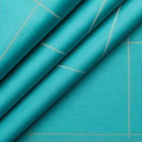Soktas Men's Giza Cotton Checks 2.25 Meter Unstitched Shirting Fabric (Fern Green)