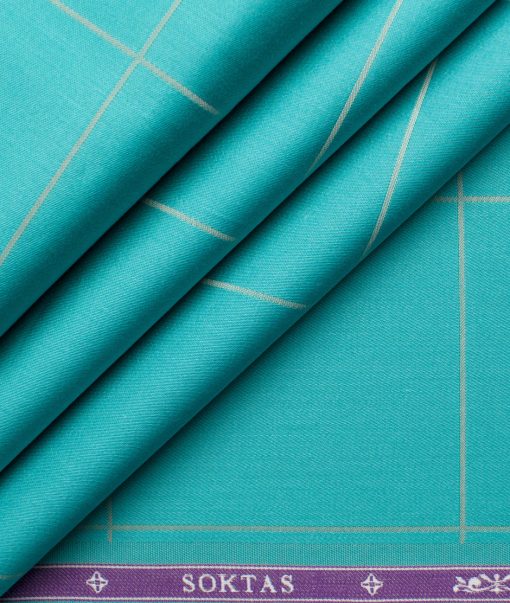 Soktas Men's Giza Cotton Checks 2.25 Meter Unstitched Shirting Fabric (Fern Green)