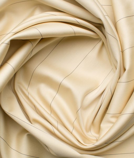 Soktas Men's Giza Cotton Striped 2.25 Meter Unstitched Shirting Fabric (Blonde Yellow)