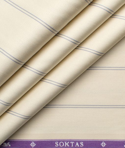 Soktas Men's Giza Cotton Striped 2.25 Meter Unstitched Shirting Fabric (Banana Yellow)