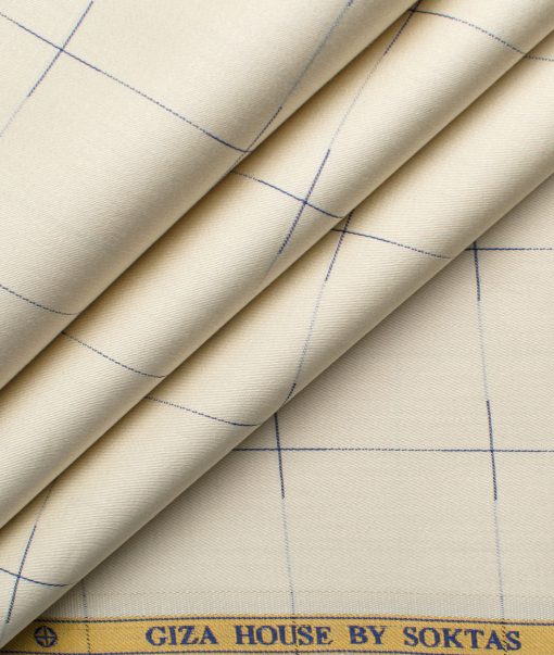 Soktas Men's Giza Cotton Checks 2.25 Meter Unstitched Shirting Fabric (Daffodil Yellow)