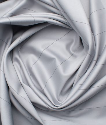 Soktas Men's Giza Cotton Striped 2.25 Meter Unstitched Shirting Fabric (Light Grey)