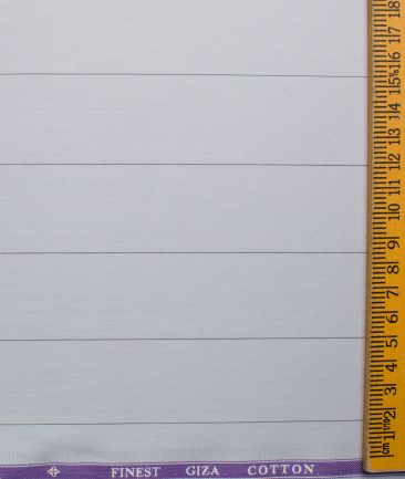 Soktas Men's Giza Cotton Striped 2.25 Meter Unstitched Shirting Fabric (Light Grey)