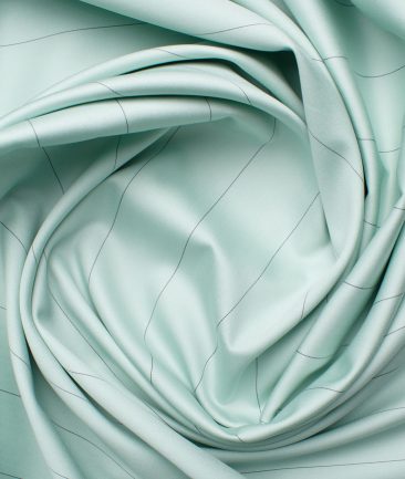 Soktas Men's Giza Cotton Striped 2.25 Meter Unstitched Shirting Fabric (Pistachio Green)