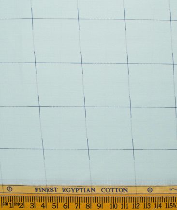 Soktas Men's Giza Cotton Checks 2.25 Meter Unstitched Shirting Fabric (Pistachio Green)