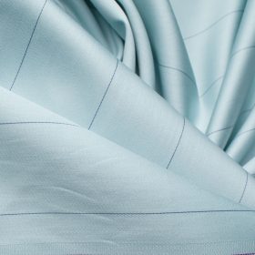 Soktas Men's Giza Cotton Striped 2.25 Meter Unstitched Shirting Fabric (Teal Blue)