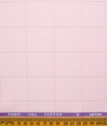 Soktas Men's Giza Cotton Checks 2.25 Meter Unstitched Shirting Fabric (Flamingo Pink)