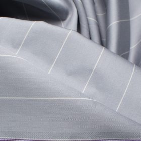 Soktas Men's Giza Cotton Striped 2.25 Meter Unstitched Shirting Fabric (Grey)