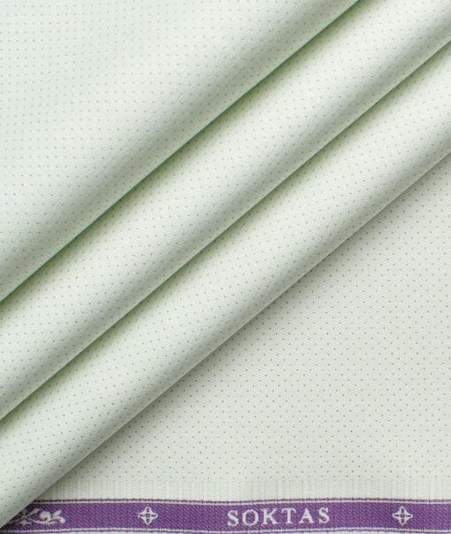 Soktas Men's Giza Cotton Self Design 2.25 Meter Unstitched Shirting Fabric (Light Olive Green)