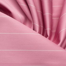 Soktas Men's Giza Cotton Striped 2.25 Meter Unstitched Shirting Fabric (Rose Pink)
