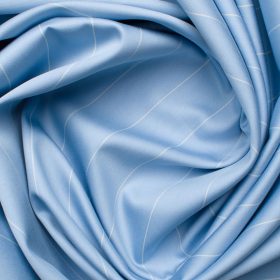 Soktas Men's Giza Cotton Striped 2.25 Meter Unstitched Shirting Fabric (Sky Blue)
