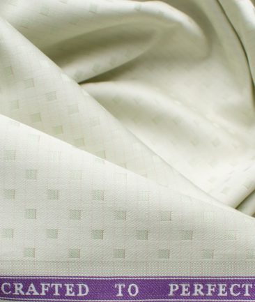 Soktas Men's Giza Cotton Self Design 2.25 Meter Unstitched Shirting Fabric (Light Olive Green)