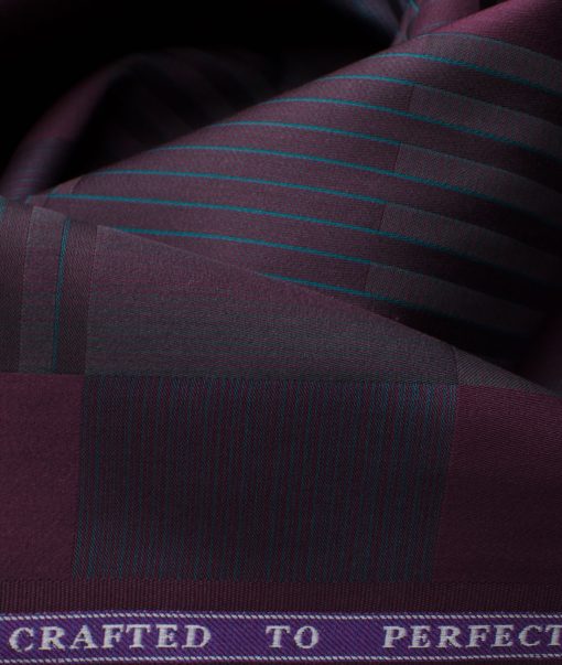 Soktas Men's Giza Cotton Checks 2.25 Meter Unstitched Shirting Fabric (Dark Wine)