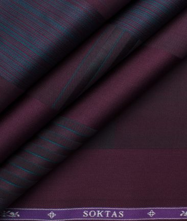 Soktas Men's Giza Cotton Checks 2.25 Meter Unstitched Shirting Fabric (Dark Wine)