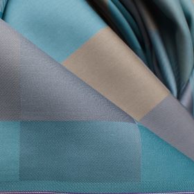 Soktas Men's Giza Cotton Checks 2.25 Meter Unstitched Shirting Fabric (Teal & Brown)