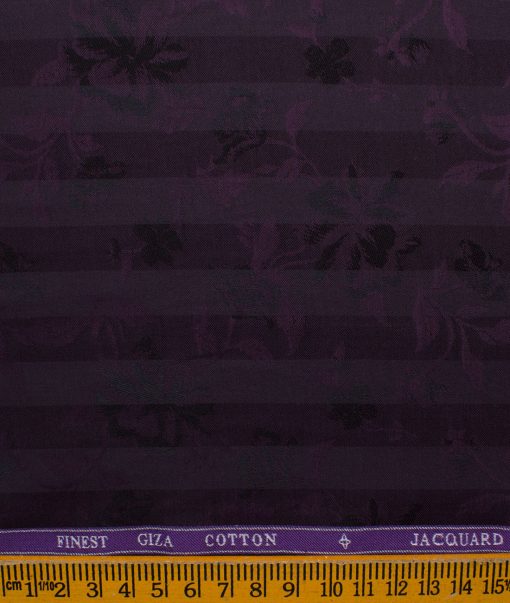 Soktas Men's Giza Cotton Striped 2.25 Meter Unstitched Shirting Fabric (Dark Wine)