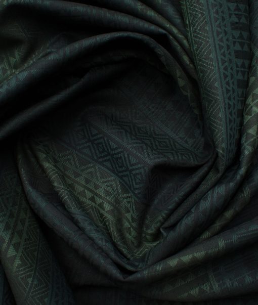 Soktas Men's Giza Cotton Self Design 2.25 Meter Unstitched Shirting Fabric (Green)