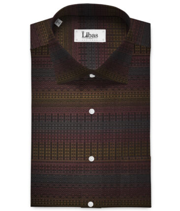 Soktas Men's Giza Cotton Self Design 2.25 Meter Unstitched Shirting Fabric (Light Brown)