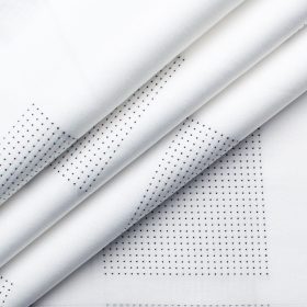 Soktas Men's Giza Cotton Self Design 2.25 Meter Unstitched Shirting Fabric (White & Black)