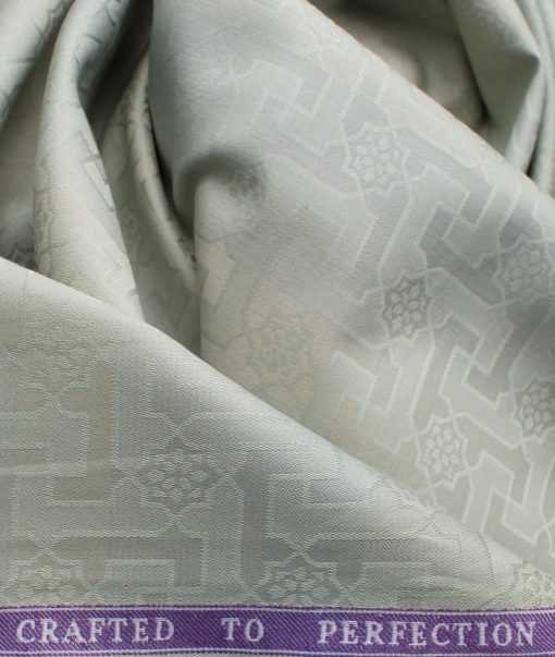 Soktas Men's Giza Cotton Self Design 2.25 Meter Unstitched Shirting Fabric (Beige & Green)