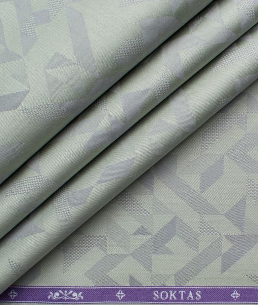 Soktas Men's Giza Cotton Self Design 2.25 Meter Unstitched Shirting Fabric (Olive Green)