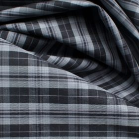 Soktas Men's Cotton Checks 2.25 Meter Unstitched Shirting Fabric (White & Black)