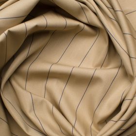 Soktas Men's Cotton Striped 2.25 Meter Unstitched Shirting Fabric (Sand Beige)