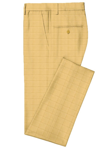 Solino Men's Linen Checks  Unstitched Suiting Fabric (Biscotti Beige) - Image 7