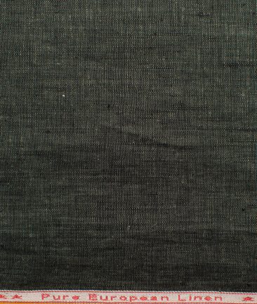 Sebastiano Veronese Men's Linen Self Design 3.75 Meter Unstitched Suiting Fabric (Dark Green)