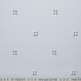 Tessuti Men's Giza Cotton Printed 2.25 Meter Unstitched Shirting Fabric (Light Grey)