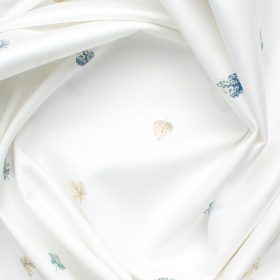 Tessuti Men's Giza Cotton Printed 2.25 Meter Unstitched Shirting Fabric (White)