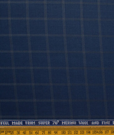 Raymond Men's Wool Checks Super 70's  Unstitched Suiting Fabric (Royal Blue) - Image 5