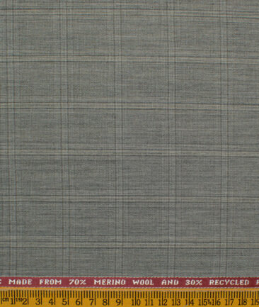 Raymond Men's Wool Checks Sustainouva Unstitched Suiting Fabric (Greyish Beige) - Image 4