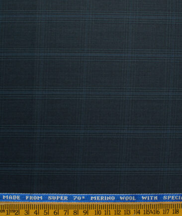 Raymond Men's Wool Checks Super 70's Unstitched Suiting Fabric (Dark Aegean Blue) - Image 4