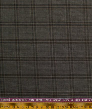 Raymond Men's Wool Checks Super 120's  Unstitched Suiting Fabric (Brown) - Image 4