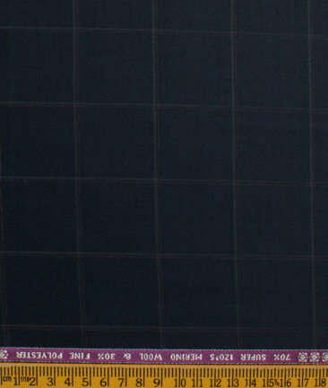 Raymond Men's Wool Checks Super 120's  Unstitched Suiting Fabric (Dark Blue) - Image 4