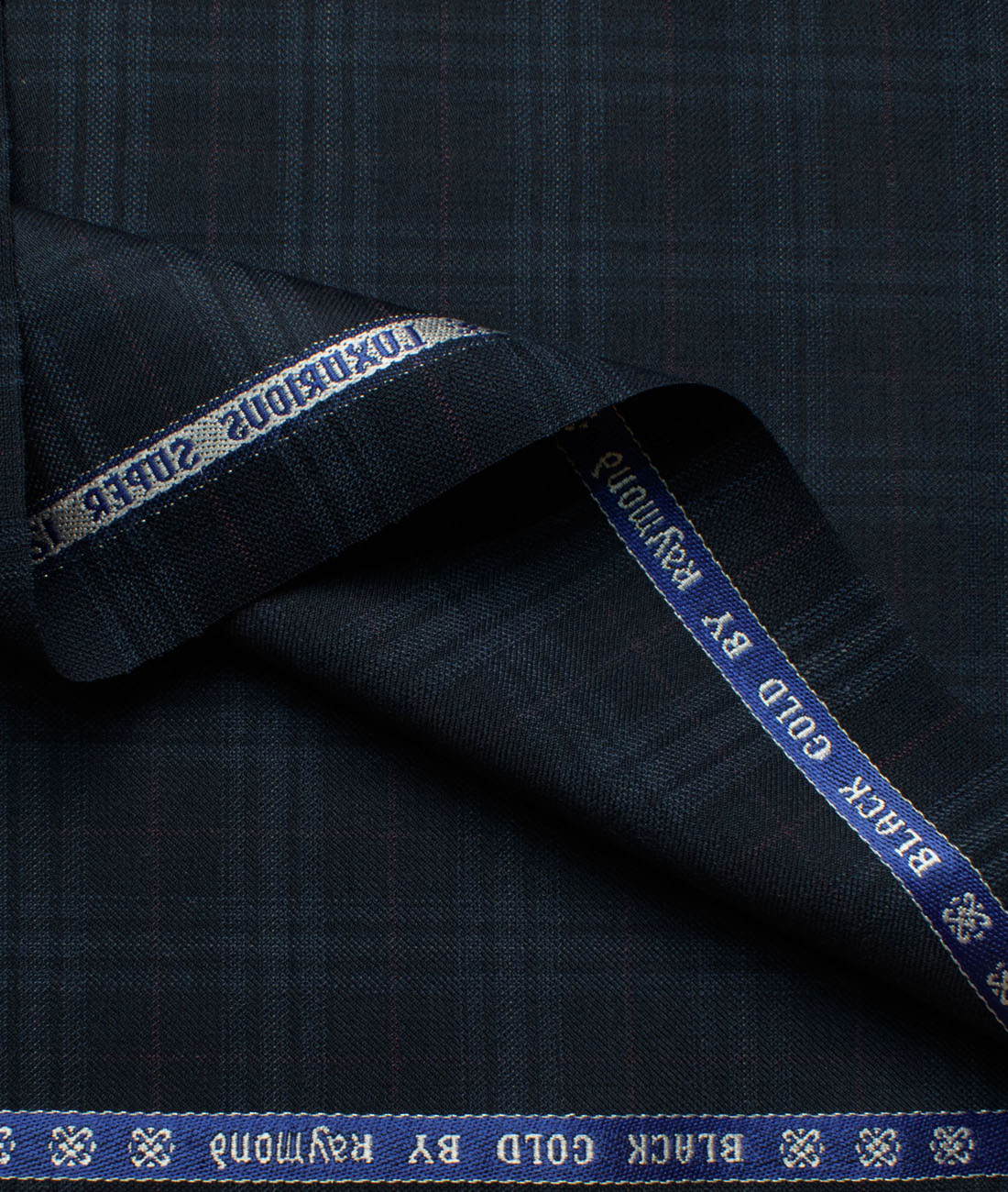 Raymond Men's Wool Checks Super 120's Unstitched Suiting Fabric (Dark Blue)