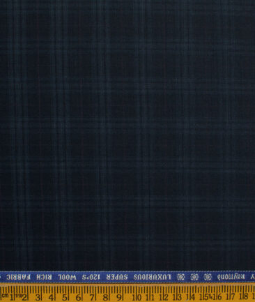 Raymond Men's Wool Checks Super 120's Unstitched Suiting Fabric (Dark Blue) - Image 5