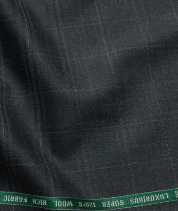 Raymond Men's 60% Merino Wool Checks Super 120's  Unstitched Suiting Fabric (Dark Grey) - Image 3