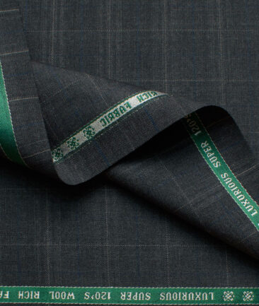 Raymond Men's 60% Merino Wool Checks Super 120's  Unstitched Suiting Fabric (Dark Grey) - Image 4
