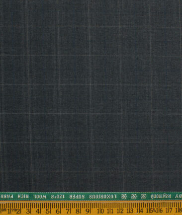 Raymond Men's 60% Merino Wool Checks Super 120's  Unstitched Suiting Fabric (Dark Grey) - Image 5