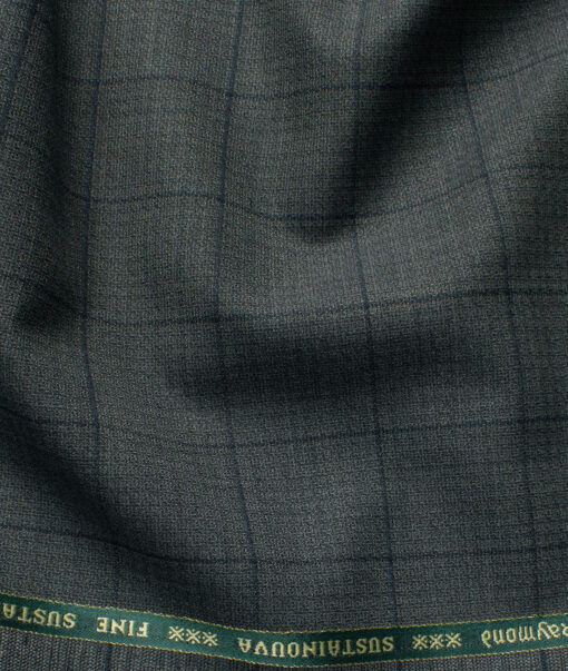 Raymond Exotic Men's Wool Checks Super 100's 3 Meter Unstitched Suiting Fabric (Dark Grey)