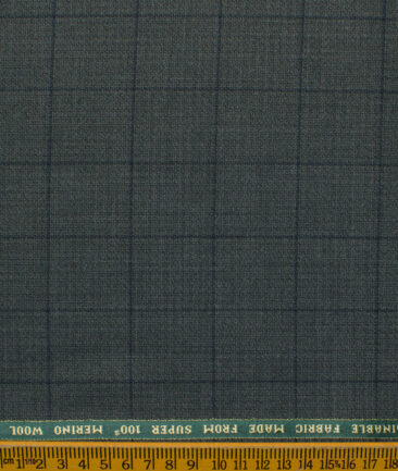 Raymond Exotic Men's Wool Checks Super 100's 3 Meter Unstitched Suiting Fabric (Dark Grey)