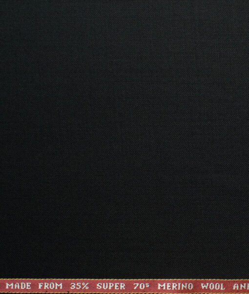 Raymond Men's Wool Solids Super 70's 3.75 Meter Unstitched Suiting Fabric (Black)