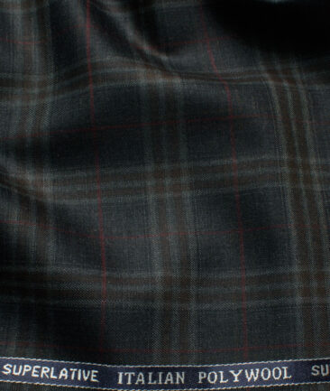 Spaadaa Italy Men's Wool Checks Super 130's Unstitched Suiting Fabric (Dark Grey ) - Image 2