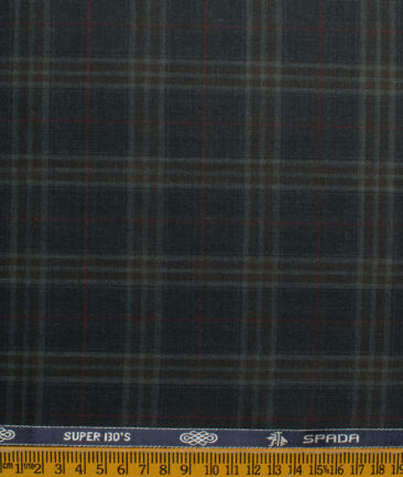 Spaadaa Italy Men's Wool Checks Super 130's Unstitched Suiting Fabric (Dark Grey ) - Image 3